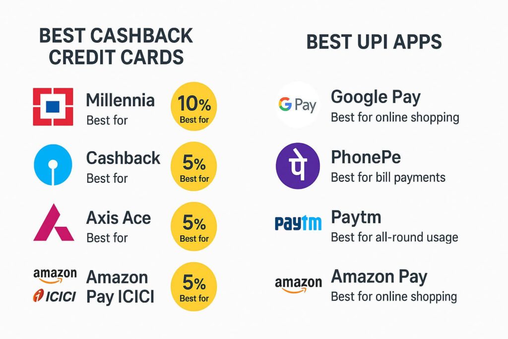 UPI apps & credit card for cashback